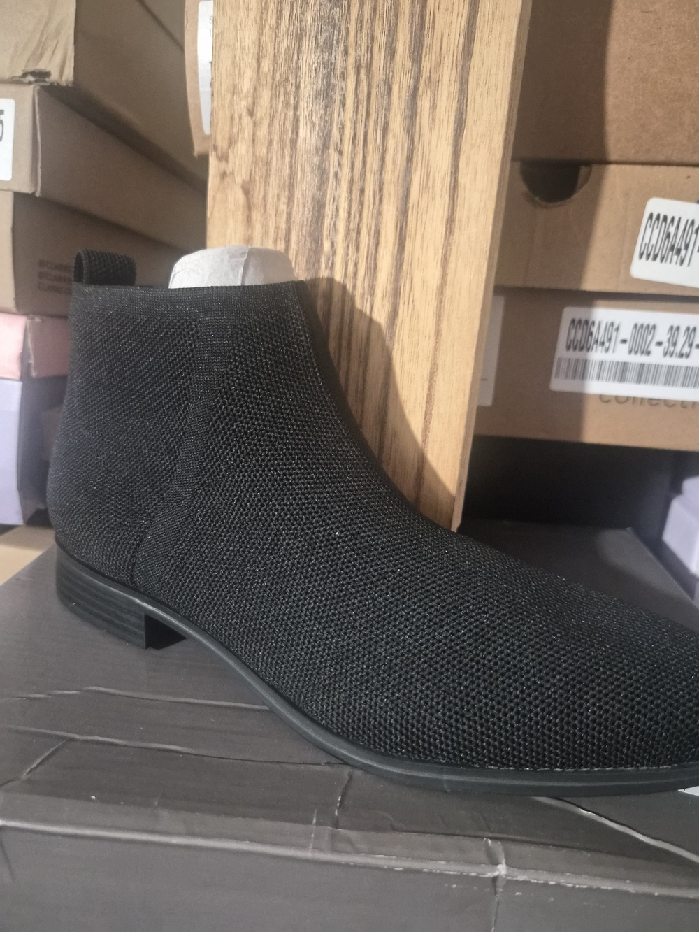 Womens Black Knit Chelsea Boot